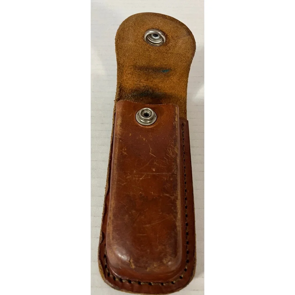 Schrade Knife Sheath Unisex OS Brown Leather Vintage Folding Pocket Knife Pouch